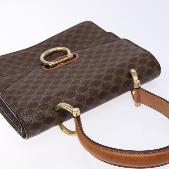 CELINE Macadam Canvas Hand Bag Pvc Leather Brown Gold - Picture 6 of 13